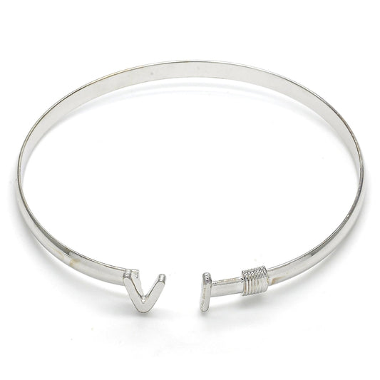 Rhodium Gold Filled Individual Bangle, Polished, Rhodium Finish