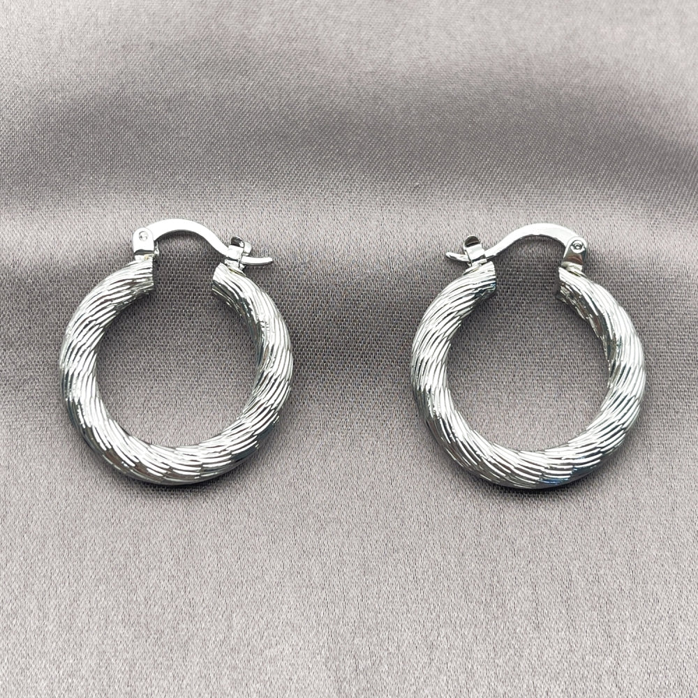 Rhodium Gold Filled Small Hoop, Diamond Cutting Finish, Rhodium Finish
