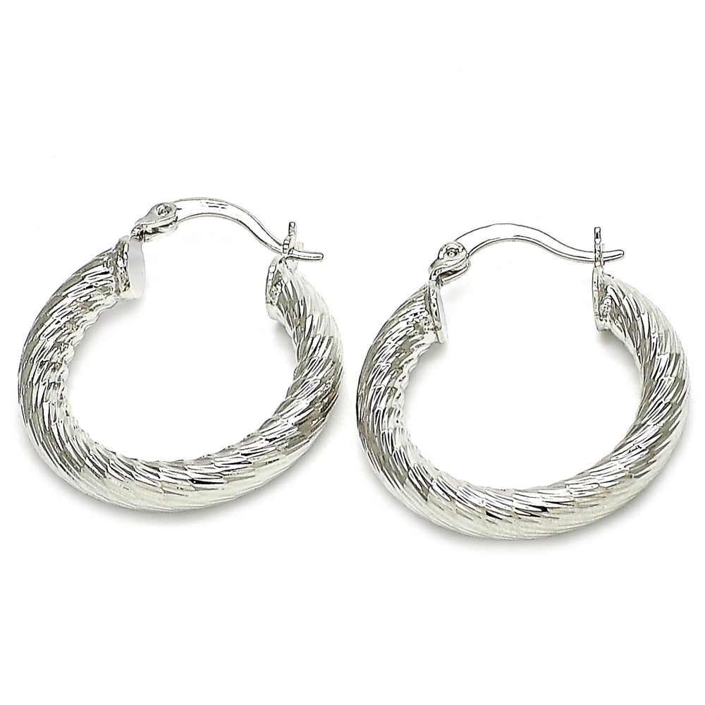 Rhodium Gold Filled Small Hoop, Diamond Cutting Finish, Rhodium Finish