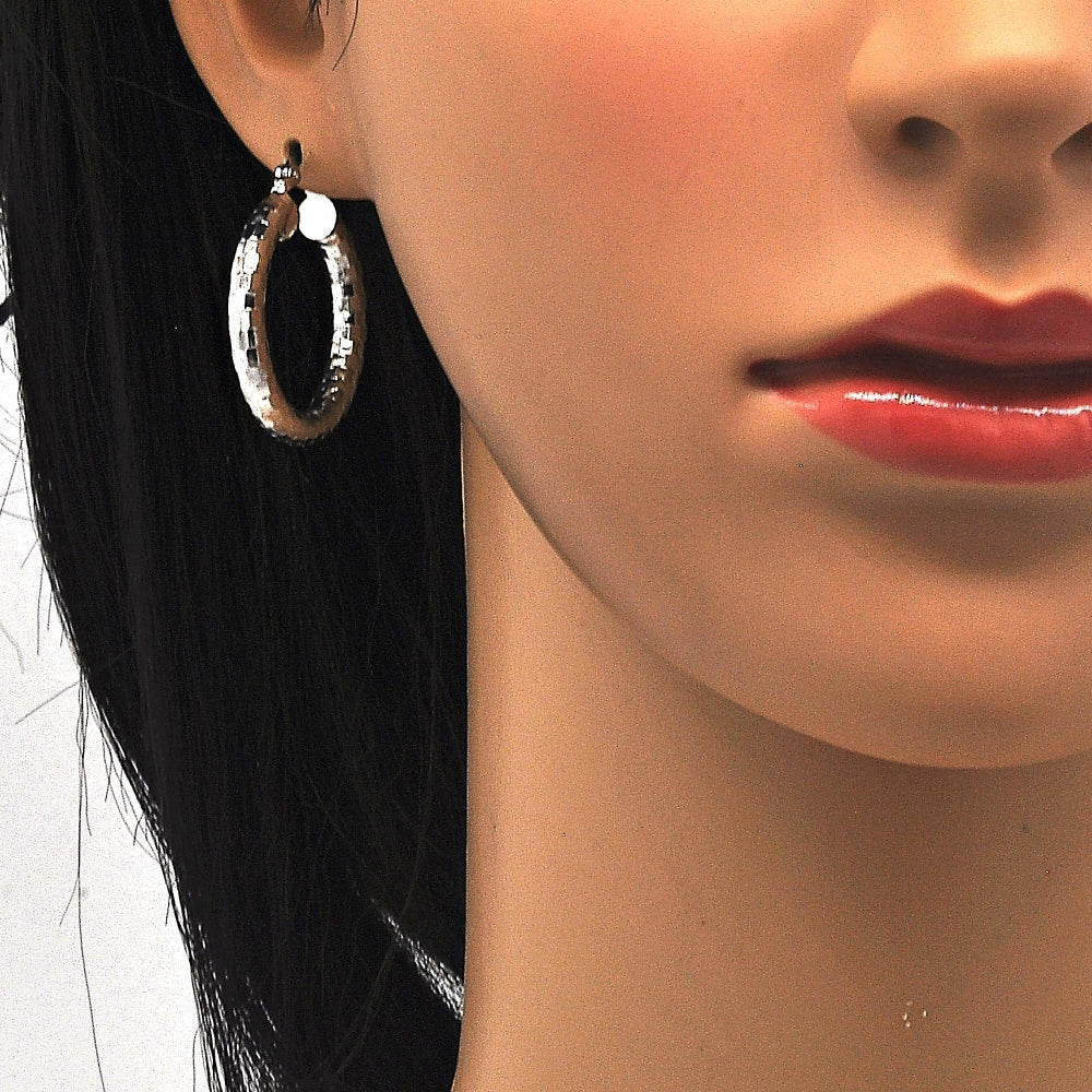 Rhodium Gold Filled Medium Hoop, Polished, Rhodium Finish