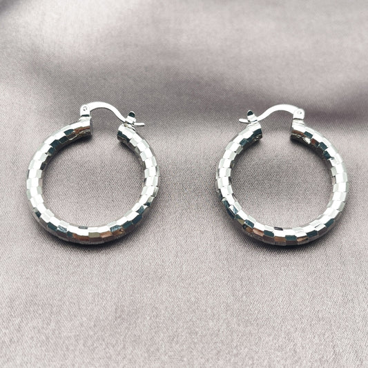 Rhodium Gold Filled Medium Hoop, Polished, Rhodium Finish