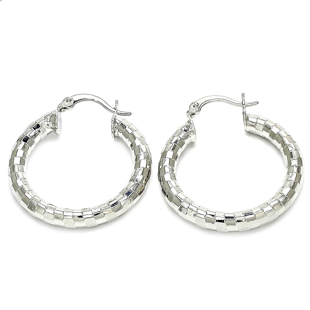 Rhodium Gold Filled Medium Hoop, Polished, Rhodium Finish