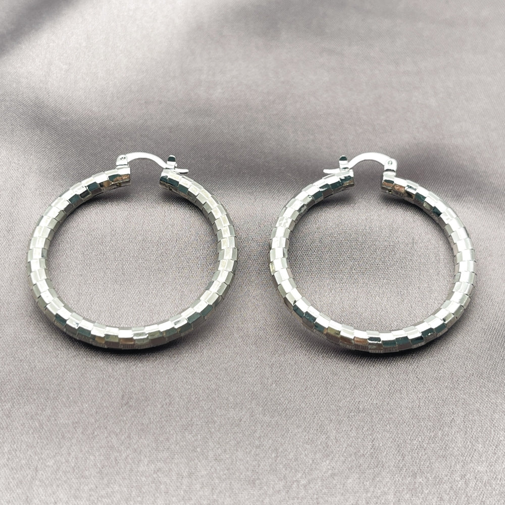 Rhodium Gold Filled Medium Hoop, Polished, Rhodium Finish