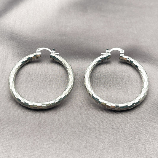 Rhodium Gold Filled Medium Hoop, Polished, Rhodium Finish