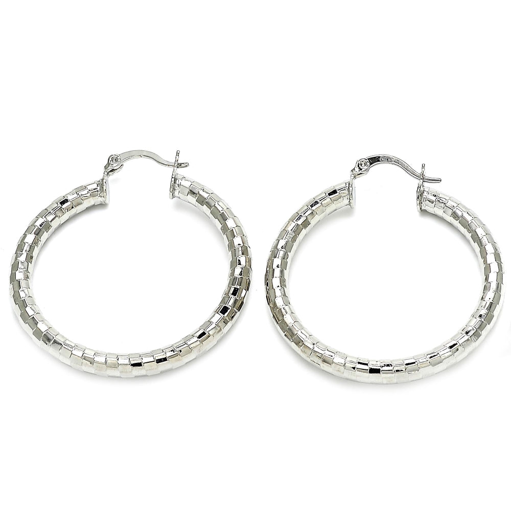 Rhodium Gold Filled Medium Hoop, Polished, Rhodium Finish