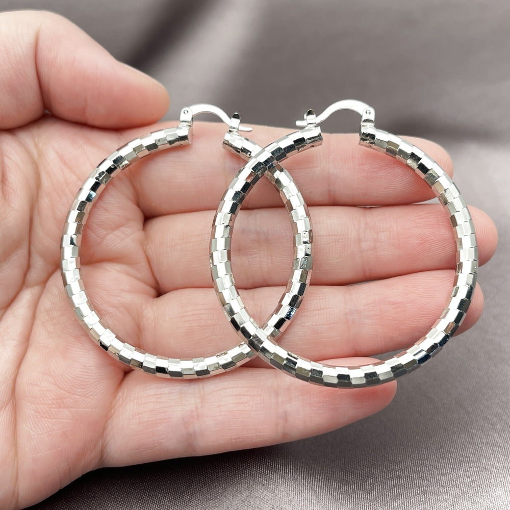 Rhodium Gold Filled Large Hoop, Polished, Rhodium Finish