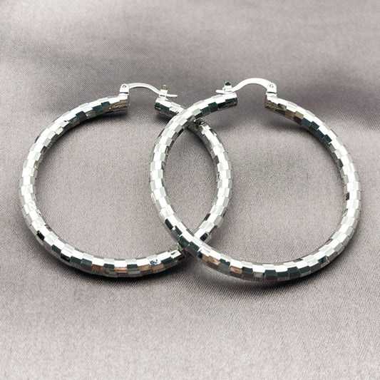 Rhodium Gold Filled Large Hoop, Polished, Rhodium Finish