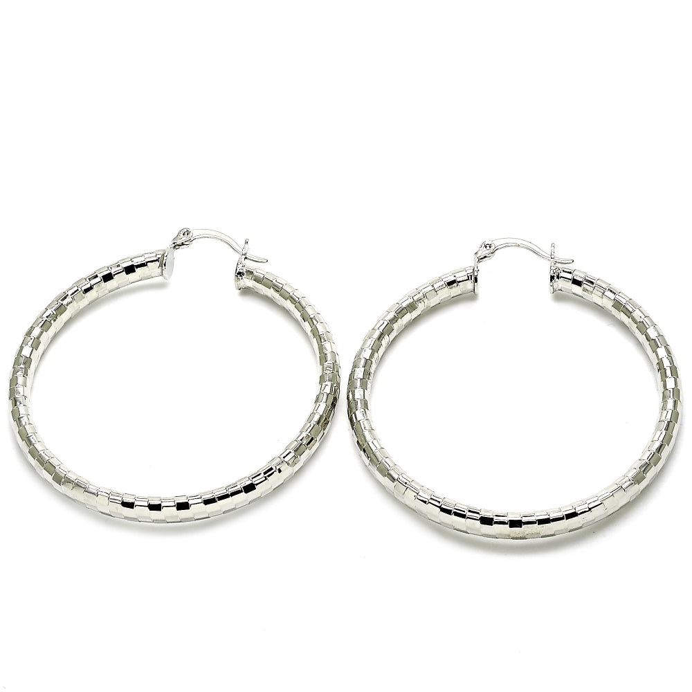Rhodium Gold Filled Large Hoop, Polished, Rhodium Finish