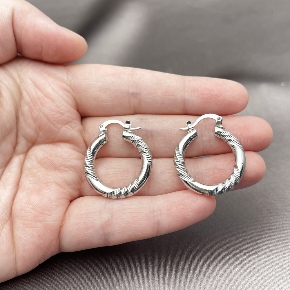 Rhodium Gold Filled Small Hoop, Polished, Rhodium Finish