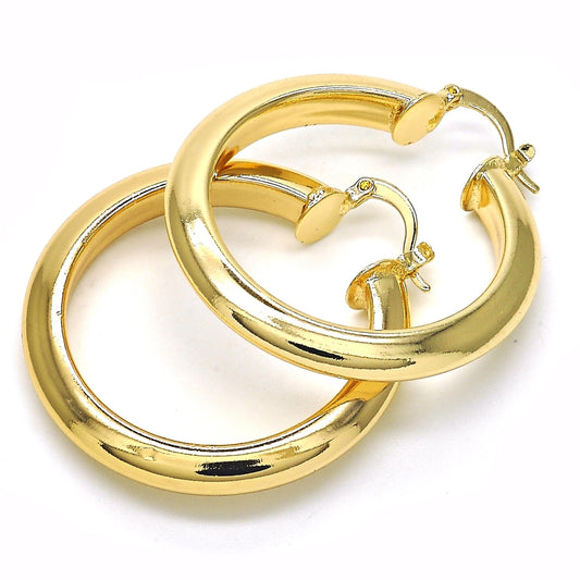 Oro Laminado Medium Hoop, Gold Filled Style Polished, Golden Finish