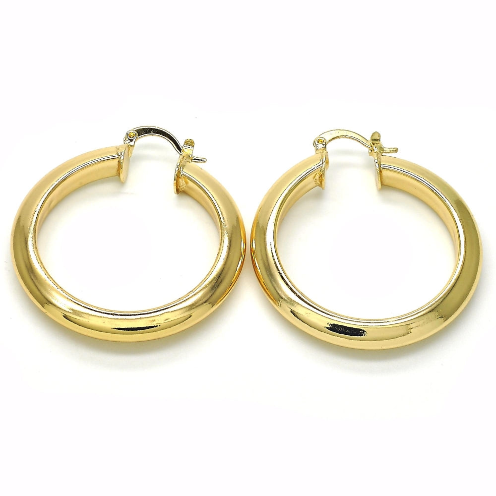 Oro Laminado Medium Hoop, Gold Filled Style Polished, Golden Finish