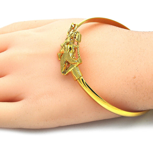 Oro Laminado Individual Bangle, Gold Filled Style Eagle and Anchor Design, Polished, Golden Finish
