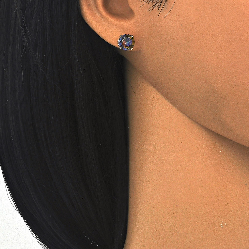 Oro Laminado Stud Earring, Gold Filled Style with Paradise Shine Cubic Zirconia, Polished, Golden Finish