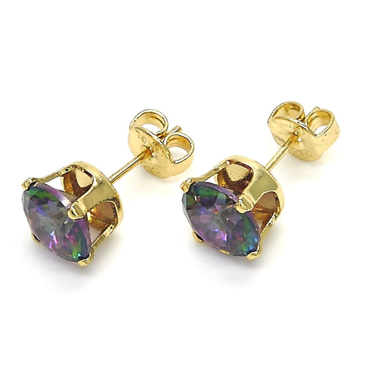 Oro Laminado Stud Earring, Gold Filled Style with Paradise Shine Cubic Zirconia, Polished, Golden Finish