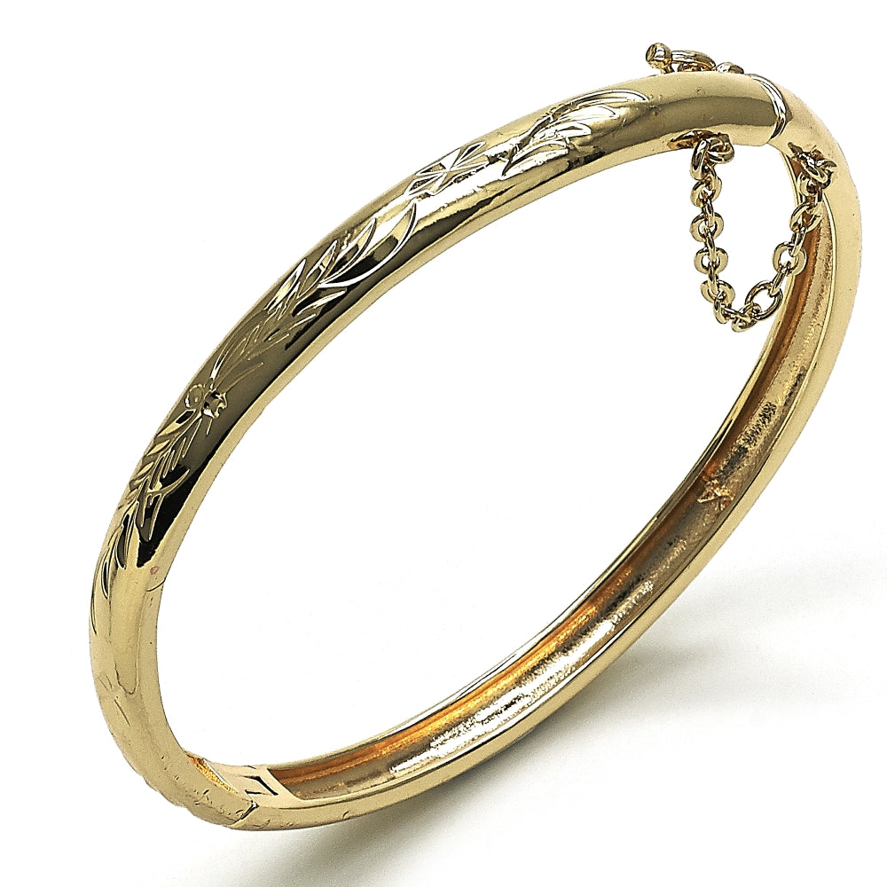 Oro Laminado Individual Bangle, Gold Filled Style Diamond Cutting Finish, Golden Finish
