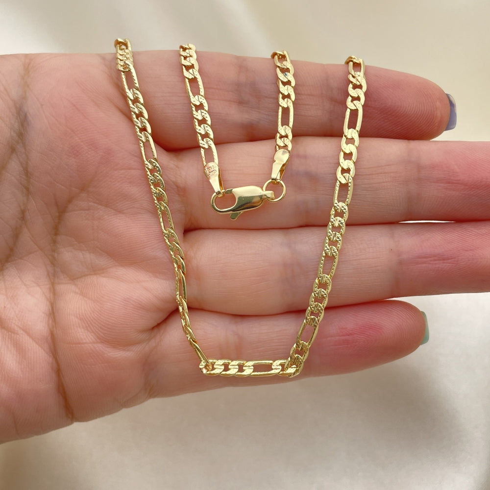 Oro Laminado Basic Necklace, Gold Filled Style Figaro Design, Polished, Golden Finish