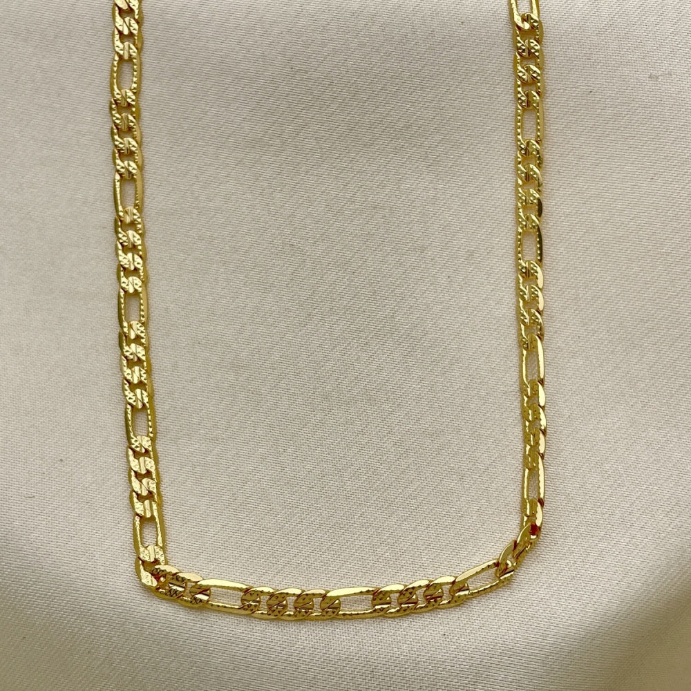 Oro Laminado Basic Necklace, Gold Filled Style Figaro Design, Polished, Golden Finish