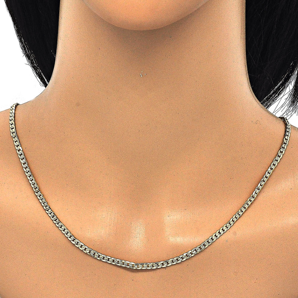 Oro Laminado Basic Necklace, Gold Filled Style Curb Design, Polished, Golden Finish