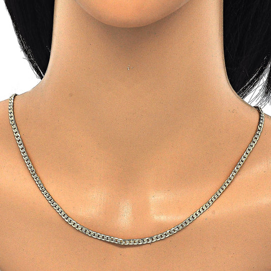 Oro Laminado Basic Necklace, Gold Filled Style Curb Design, Polished, Golden Finish