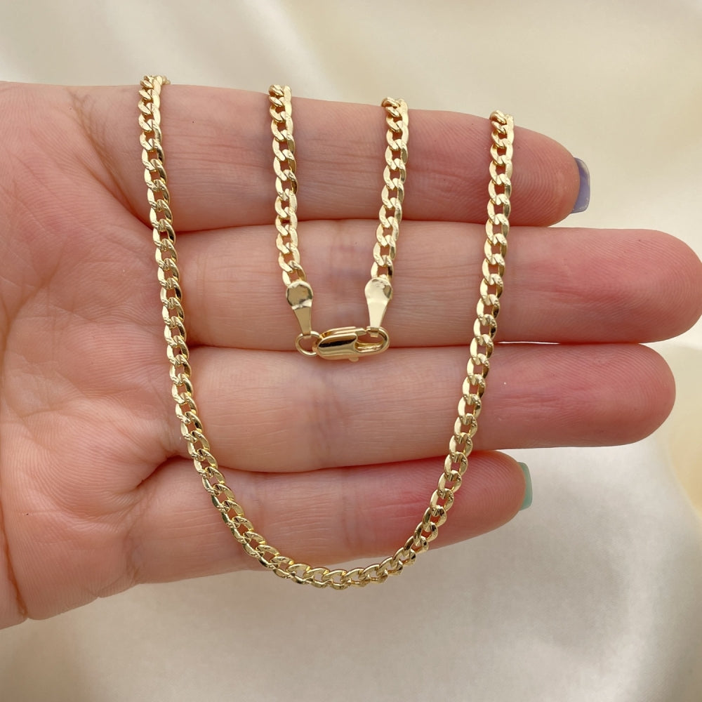 Oro Laminado Basic Necklace, Gold Filled Style Curb Design, Polished, Golden Finish