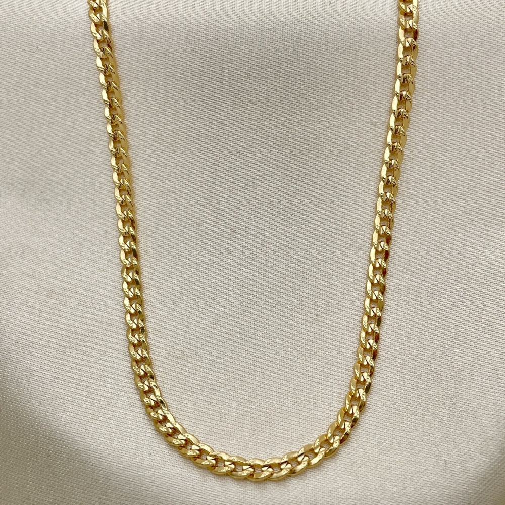 Oro Laminado Basic Necklace, Gold Filled Style Curb Design, Polished, Golden Finish