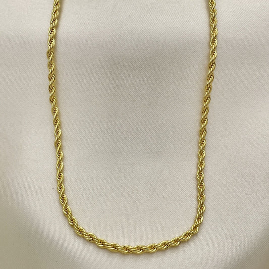 Oro Laminado Basic Necklace, Gold Filled Style Rope Design, Polished, Golden Finish