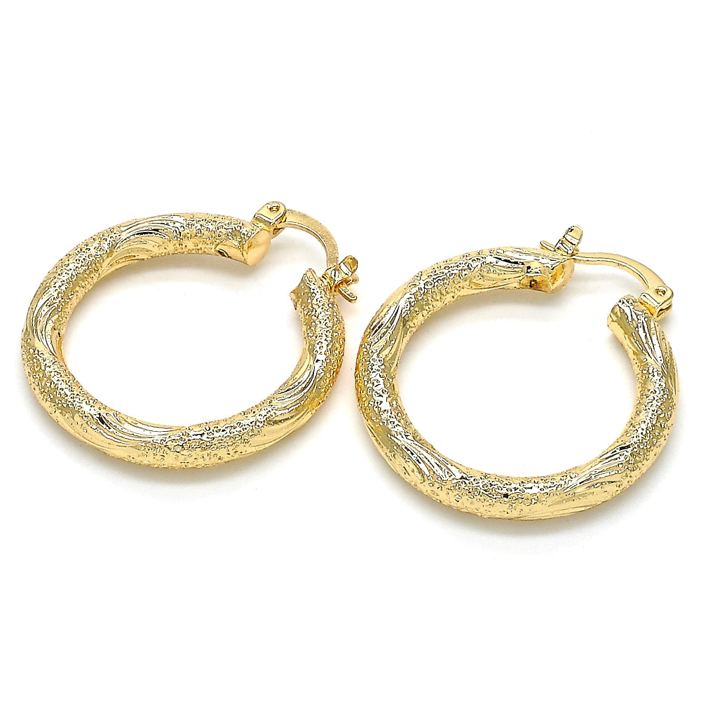 Oro Laminado Medium Hoop, Gold Filled Style Matte Finish, Golden Finish