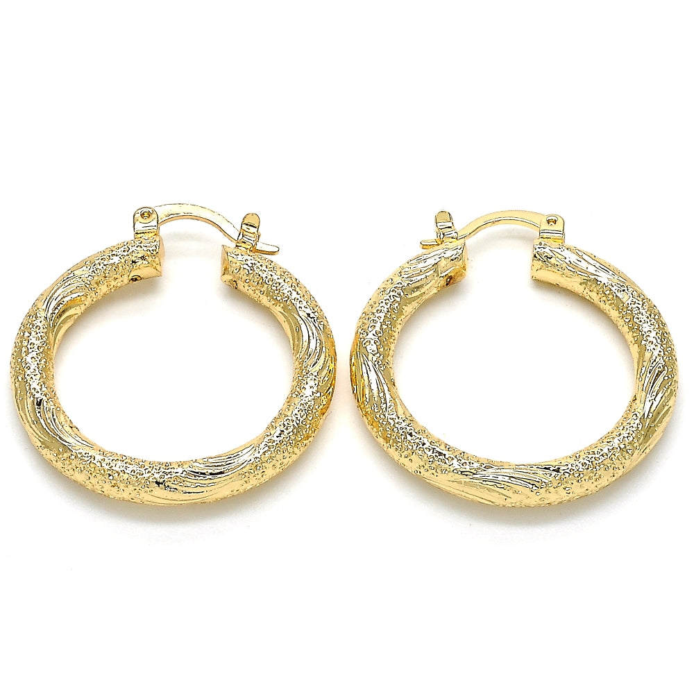 Oro Laminado Medium Hoop, Gold Filled Style Matte Finish, Golden Finish