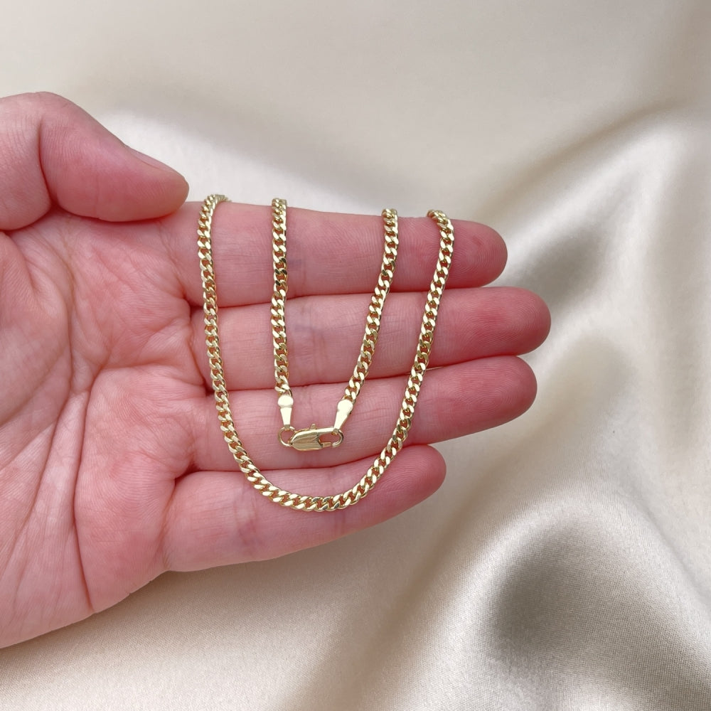 Oro Laminado Basic Necklace, Gold Filled Style Miami Cuban Design, Polished, Golden Finish