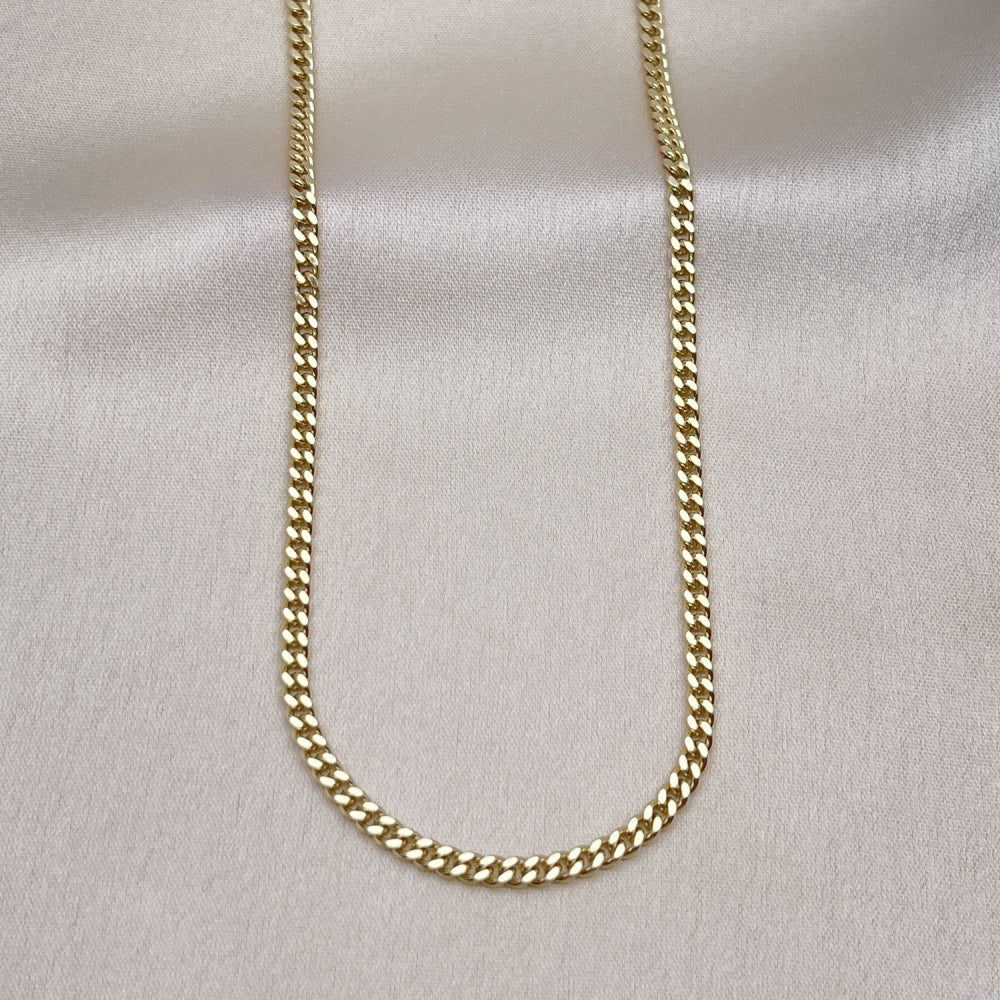 Oro Laminado Basic Necklace, Gold Filled Style Miami Cuban Design, Polished, Golden Finish