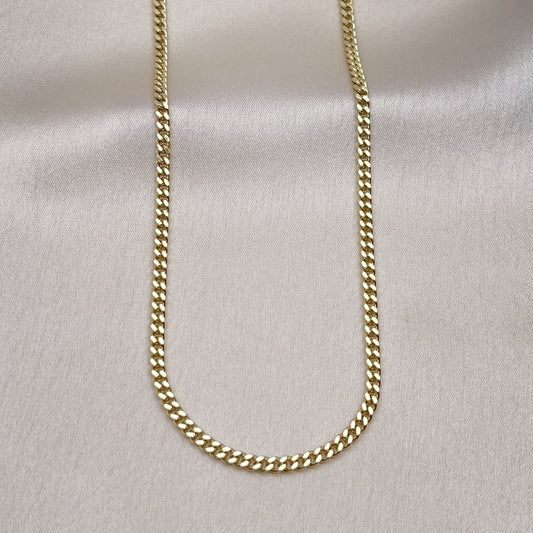 Oro Laminado Basic Necklace, Gold Filled Style Miami Cuban Design, Polished, Golden Finish