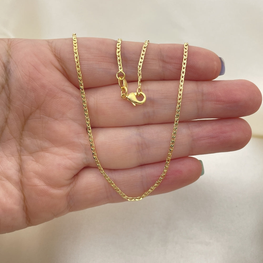 Oro Laminado Basic Necklace, Gold Filled Style Curb Design, Polished, Golden Finish