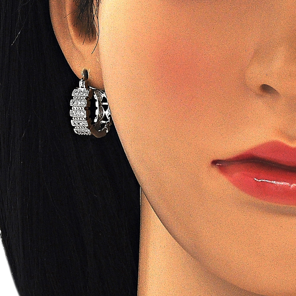 Rhodium Gold Filled Small Hoop, with White Micro Pave, Polished, Rhodium Finish