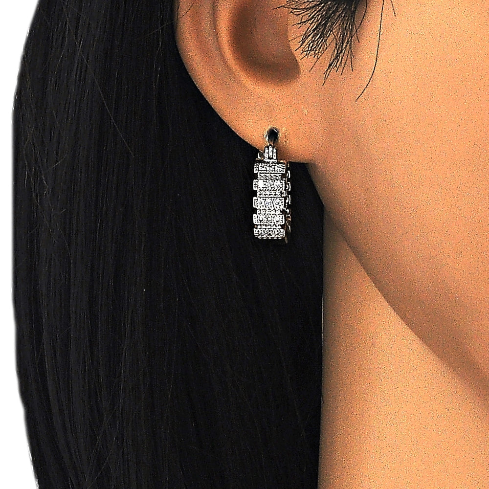Rhodium Gold Filled Small Hoop, with White Micro Pave, Polished, Rhodium Finish
