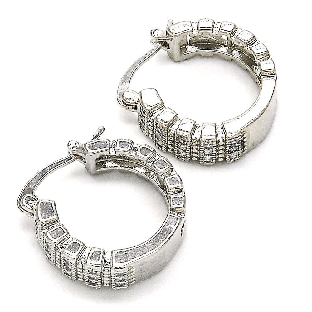Rhodium Gold Filled Small Hoop, with White Micro Pave, Polished, Rhodium Finish