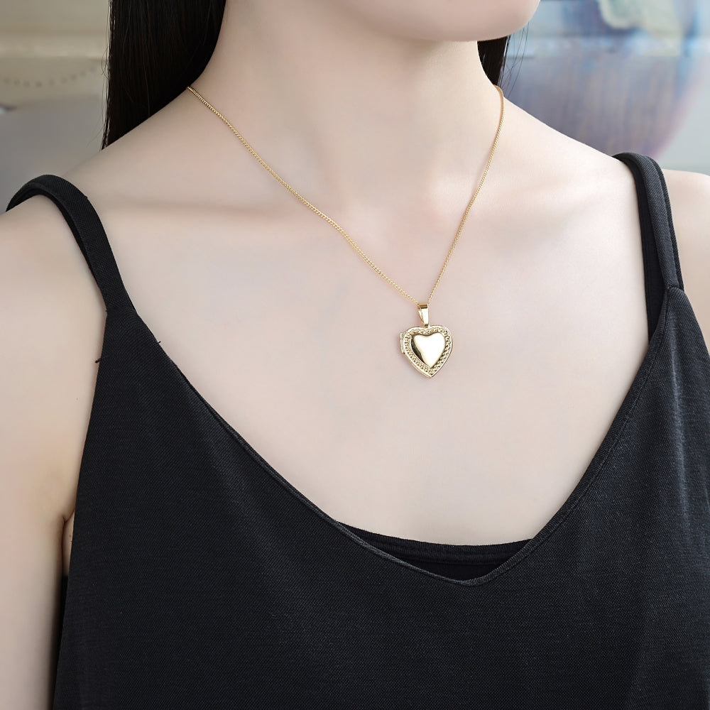 Oro Laminado Pendant Necklace, Gold Filled Style Heart Design, Polished, Golden Finish