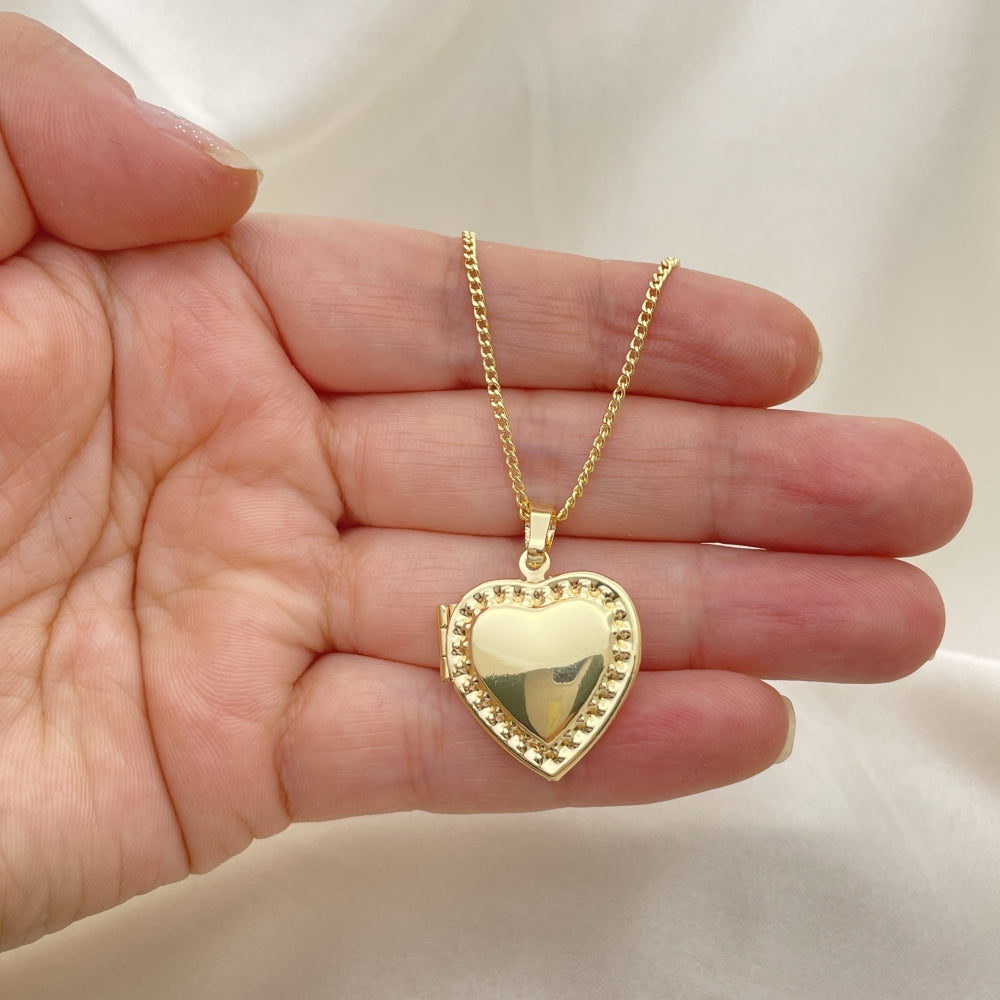 Oro Laminado Pendant Necklace, Gold Filled Style Heart Design, Polished, Golden Finish