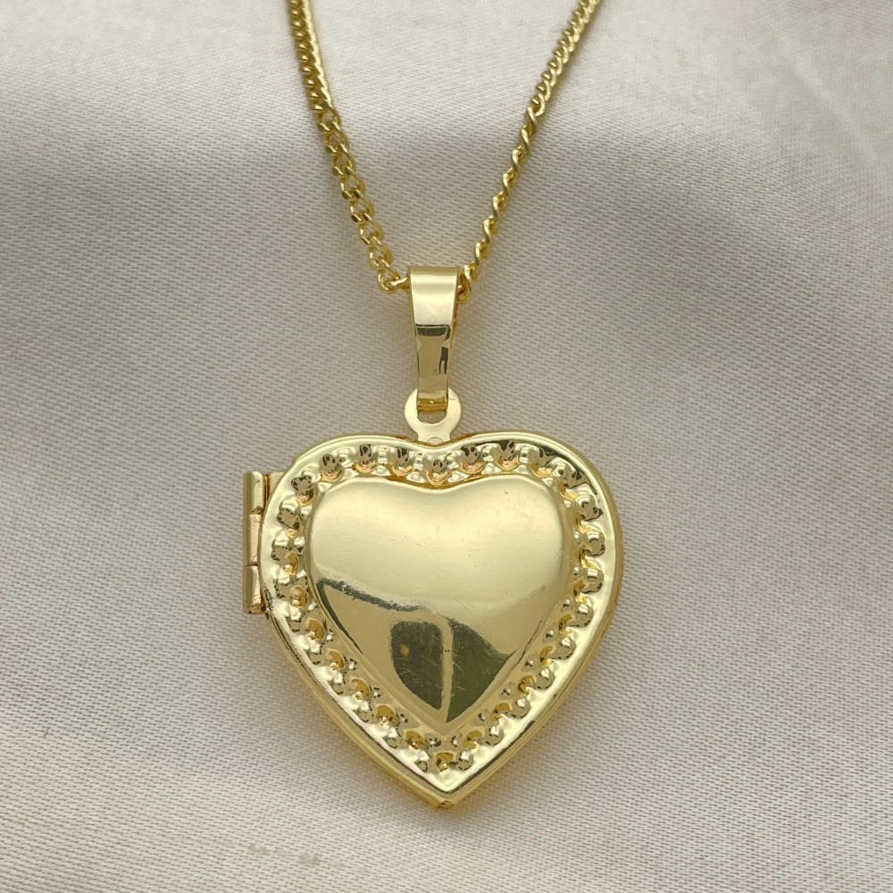 Oro Laminado Pendant Necklace, Gold Filled Style Heart Design, Polished, Golden Finish