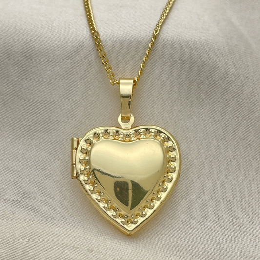 Oro Laminado Pendant Necklace, Gold Filled Style Heart Design, Polished, Golden Finish