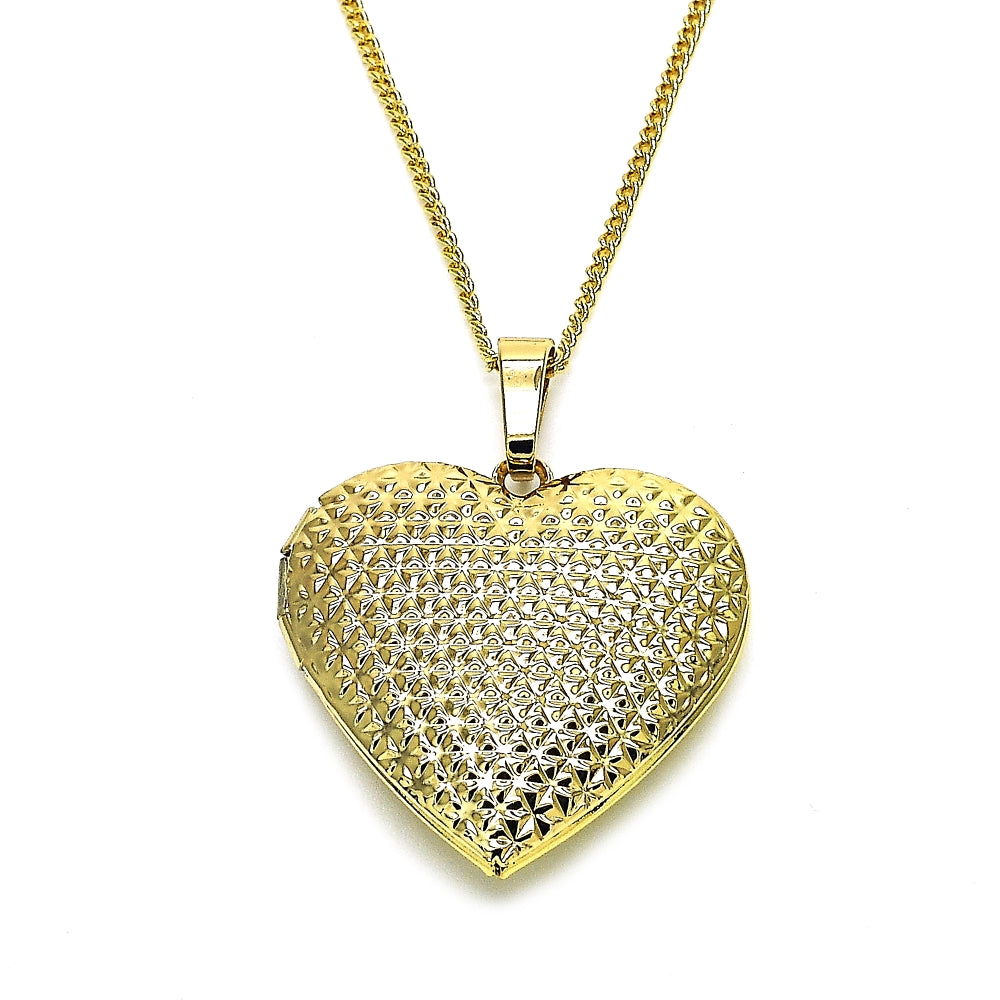 Oro Laminado Pendant Necklace, Gold Filled Style Heart Design, Polished, Golden Finish