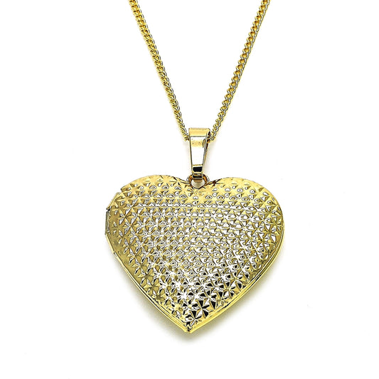 Oro Laminado Pendant Necklace, Gold Filled Style Heart Design, Polished, Golden Finish