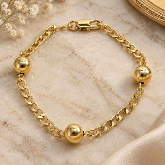 Oro Laminado Fancy Bracelet, Gold Filled Style Polished, Golden Finish
