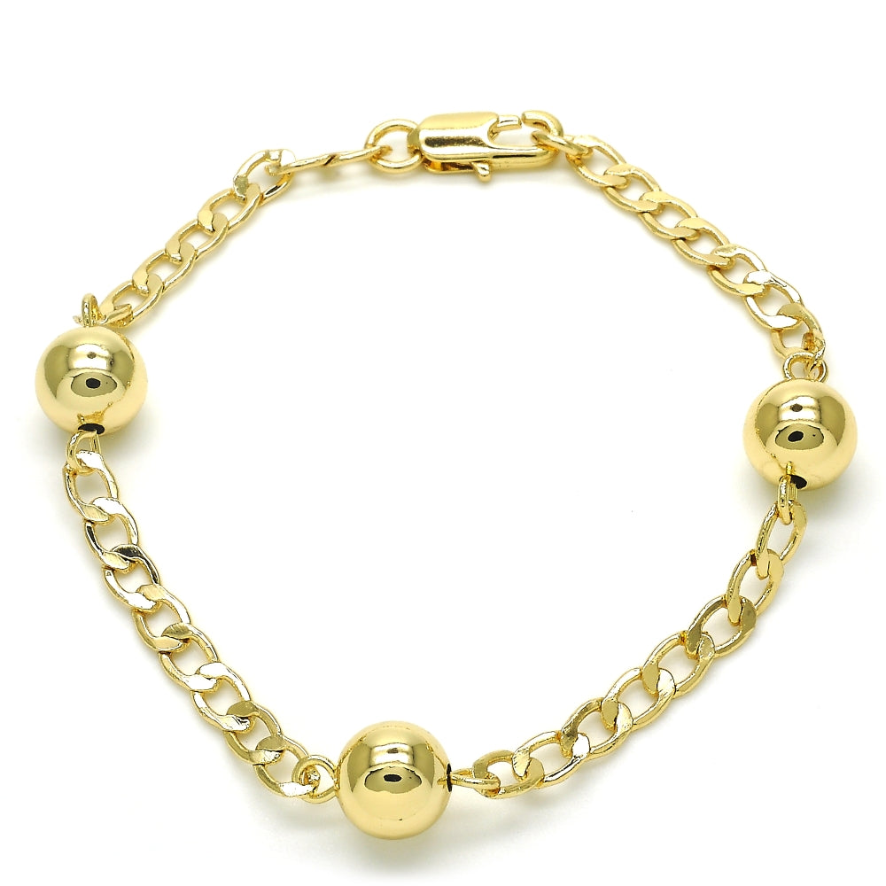 Oro Laminado Fancy Bracelet, Gold Filled Style Polished, Golden Finish