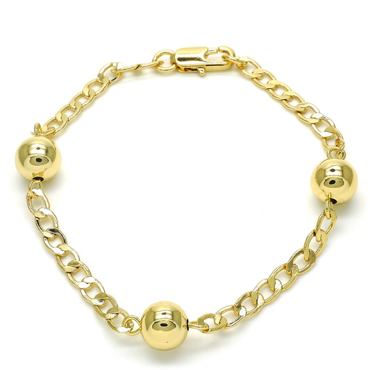 Oro Laminado Fancy Bracelet, Gold Filled Style Polished, Golden Finish