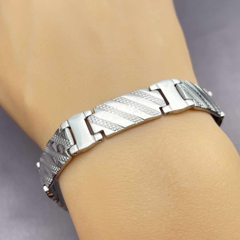 Stainless Steel Solid Bracelet, Polished, Steel Finish