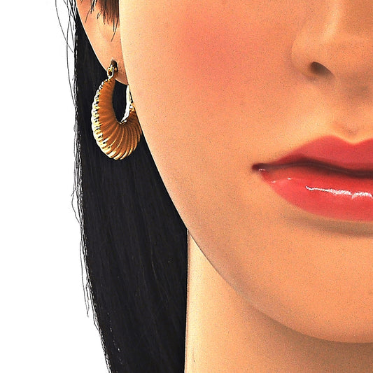 Oro Laminado Small Hoop, Gold Filled Style Hollow Design, Polished, Golden Finish