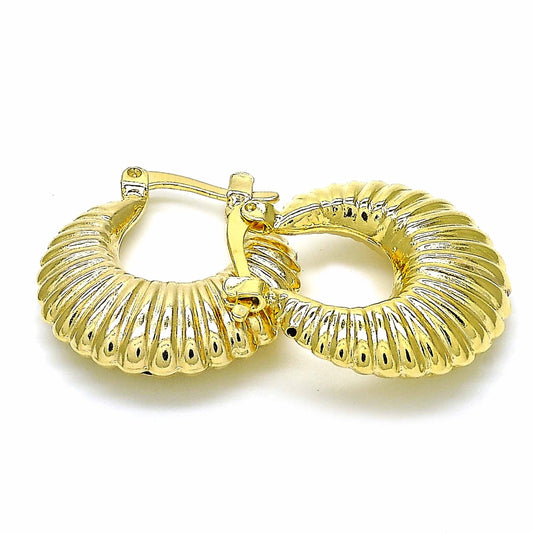 Oro Laminado Small Hoop, Gold Filled Style Hollow Design, Polished, Golden Finish