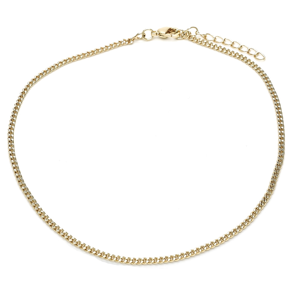 Oro Laminado Basic Anklet, Gold Filled Style Miami Cuban Design, Polished, Golden Finish