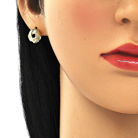 Oro Laminado Stud Earring, Gold Filled Style Love Knot Design, Polished, Golden Finish