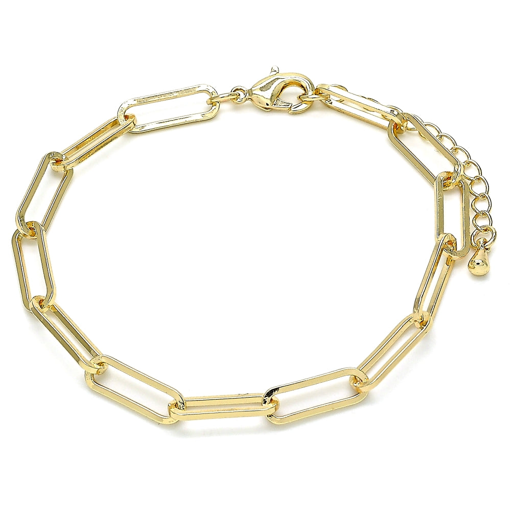 Oro Laminado Basic Bracelet, Gold Filled Style Paperclip Design, Polished, Golden Finish